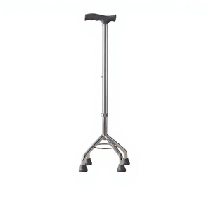 Bastón de cuatro patas KS de aleación de aluminio, telescópico, ajustable en altura, para apoyo de personas mayores. - Product Image 1