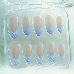 Ongles à presser en forme d'amande à la peau foncée Spice Girl Style moyen-long dégradé <span class=keywords><strong>manucure</strong></span> française Gel 3D en forme d'amande <span class=keywords><strong>facile</strong></span> pour les doigts - Product Image 4