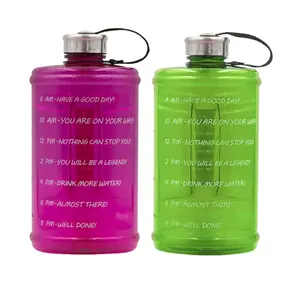 New Design Personalized PETG Plastic Water Bottles BPA Free 2200ml Fitness Gym Sport Water Bottle With Custom Time Maker