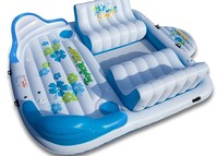 Plateforme d'île flottante gonflable, bar, dock flottant gonflable, pour jeux d'eau, pub flottant avec tente
