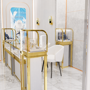 Diseño de Interiores de Joyería en 3D, Muebles de Lujo Personalizados, Exhibidores de Joyería de Acero Inoxidable Dorado - Product Image 6
