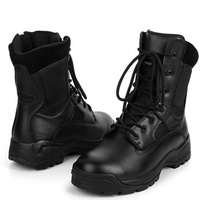Bottes tactiques montantes en cuir noir imperméables et respirantes antidérapantes pour hommes, usage professionnel et de sécurité, personnalisables OEM ODM, ISO CE