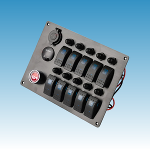 10 Gang Marine Panel Horn Button <b>USB</b> Charger Voltmeter 12V Boat <b>Switch</b> Panel with Circuit Breaker Rocker <b>Switch</b> - Product Image 6