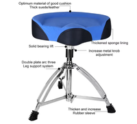 Tabouret de batterie professionnel réglable en hauteur et doté d'une fonction antidérapante. Chaise de batterie et accessoires pour instruments de percussion.