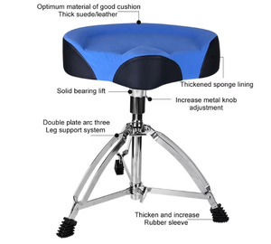 Taburete profesional para batería con altura ajustable y función antideslizante. Silla para batería y accesorios para instrumentos de percusión. - Product Image 5
