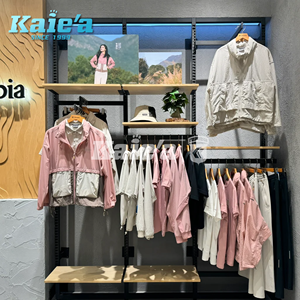 Vải Cửa Hàng Sang Trọng Bán Lẻ Lịch Thi Đấu Giá May Mặc Vuông Sắt Hiển Thị Đứng Quần Áo Kim Loại Màu Đen Quần Áo Giá Cho Quần Áo Cửa Hàng - Product Image 5