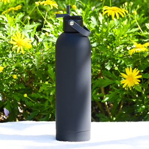 750ml Food Grade Stainless Steel <b>Flask</b> 25 oz Dustproof Straw Lid Rubber Coated Gym Sports Water <b>Bottle</b> - Product Image 1