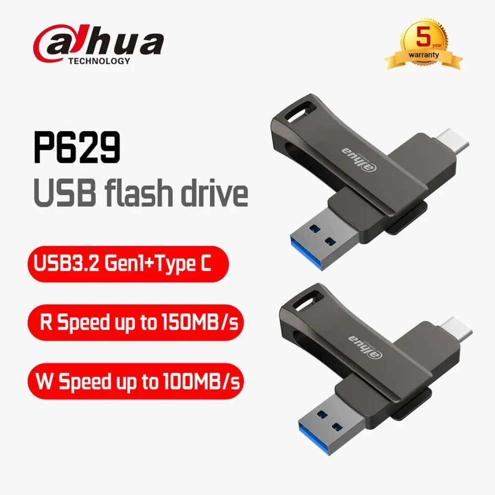 Dahua-unidad Flash USB P629, Pendrive de 32GB, 64GB, 128GB, 256GB, USB3.2, tipo C, OTG