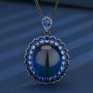 Juego de Joyería Nupcial de Alta Gama al por Mayor, Ecológico, de Cobre, 18*20mm, con Circonita Cúbica Azul y Roja, Chapado en Oro Negro - Product Image 4