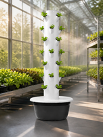 Tour de jardinage hydroponique verticale à 7 niveaux pour légumes, herbes et verdure, avec réservoir noir de 30L, pompe et pots en filet