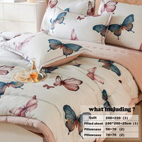[SL ALL] Ensemble de couette lavable 6 pièces de qualité classique et moderne, motif floral imprimé réactif, 100 % fibre de polyester, écologique