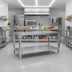 Tavolo da Lavoro in Acciaio Inox Personalizzabile per Cucina Commerciale, Banco da Lavoro in Acciaio Inox - Product Image 1