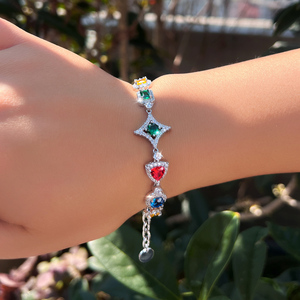 Bracelet ajustable pour femme avec logo personnalisé, serti de zircone cubique multicolore, style <span class=keywords><strong>halo</strong></span>, bracelet tennis multicolore avec service OEM - Product Image 6