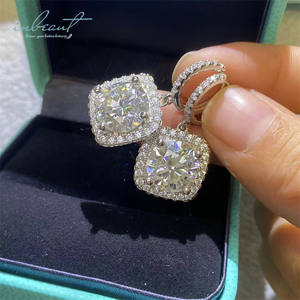 Argent 925 Original Total 10 Carat Brilliant Cut Diamond <span class=keywords><strong>Test</strong></span> Past D Color Moissanite Square Drop Earrings Fine Jewelry - Product Image 4