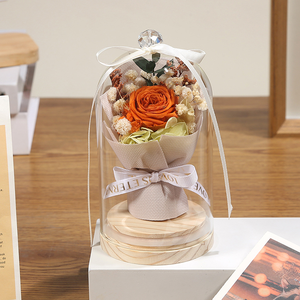 Fiori Freschi, Ornamenti Floreali Eterni, Piccola Luce Notturna Creativa con Cupola in Vetro, Rosa Eterna, Regalo, Decorazione da Tavolo, Ringraziamento - Product Image 4