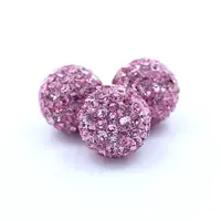 Perles de cristal en argile polymère Rose légère, 36mm, strass, boule Disco