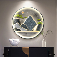 Peinture décorative circulaire de paysage de montagne avec diamants acryliques pour la décoration de salon Vente directe d'usine