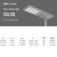 Lampe solaire tout-en-un pour éclairage routier, indice de protection IP65, matériau plastique