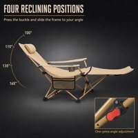 Chaise inclinable de camping robuste pliable 200 kg (440 lb) avec 4 positions réglables et repose-pieds amovible en Oxford 600D pour patio et jardin