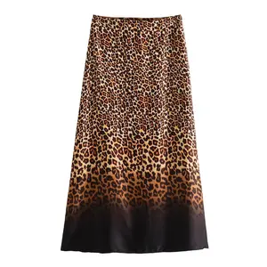 TAOP&ZA 2023 new autumn and winter women's straight high waist animal print skirt color block printed midi skirt 9878257