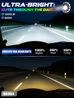 Phares LED ronds de 7 pouces RGB Chasing Halo Lights avec DRL Amber Turn Signal High Low Beam pour Jeep Wrangler JK JKU TJ LJ CJ