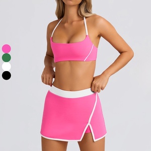 Conjuntos <span class=keywords><strong>Deportivos</strong></span> de Verano al por Mayor de Alta Calidad <span class=keywords><strong>para</strong></span> Gimnasio y Fitness con Sujetador Deportivo Halter y Falda-Vestido de Tenis o Yoga <span class=keywords><strong>para</strong></span> Mujer - Product Image 1