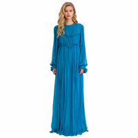 Nouvelle Robe Longue Décontractée en Soie Mousseline Plissée à Col Pétale pour Femme, Grande Taille, Coupe Ample, Toutes Saisons, Élégante 2026