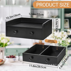 Caja de almacenamiento para cápsulas de café con cajón deslizante para granos de café, bolsitas de té, organizador de escritorio, estilo madera maciza negra - Product Image 4