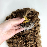 Ekstensi Rambut Manusia Nano Tip Plastik Custom Cuticle Aligned, Double Drawn, Seamless, Acrylic Ring, Raw Strands Rows