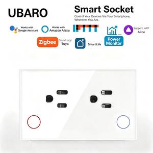 Prise intelligente UBARO US Standard 15A Tuya Zigbee avec mesure de la consommation et minuterie à distance via application, compatible Google Assistant et Alexa Voice - Product Image 1