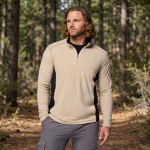 Tenue de golf pour homme, automne, coupe-vent, 100% polyester, col montant zippé, pull de golf tricoté bicolore - Product Image 2