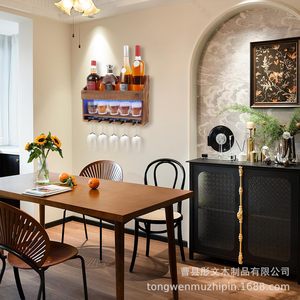Wall Mounted Wooden Wine Rack 43x30x10.5cm 2 Tier Display Storage <b>Shelf</b> For Home <b>Bar</b> - Product Image 5