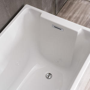 <span class=keywords><strong>Baignoire</strong></span> carrée blanche moderne Wayon <span class=keywords><strong>avec</strong></span> étagère intégrée et barre de douche noire pour salle de bain - Product Image 5