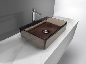 Vasque de salle de bain rectangulaire en surface solide, blanc mat, écologique, facile à nettoyer, durable, moderne, pour comptoir, OEM/ODM - Product Image 4