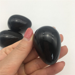 Huevos de cristal de obsidiana para mujer, Gema Natural, piedra pulida, cuarzo negro, para regalo - Product Image 5