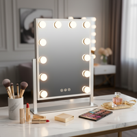 Miroir de maquillage intelligent sur pied avec interrupteur tactile, grossissant, 12 LED lumineuses et éclairage ultra-brillant pour les maquilleurs