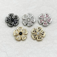 Kancing Tanduk Berlapis Rhinestone Serbaguna dari Paduan Seng dengan Desain Lima Kelopak, Tahan Cuci Kering, Pengikat Dekoratif untuk Mantel dan Jas