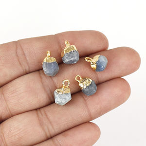 Fabuloso zafiro azul crudo septiembre piedra colgante plata esterlina sólida chapado en oro Unisex para ocasiones de cumpleaños regalo - Product Image 3