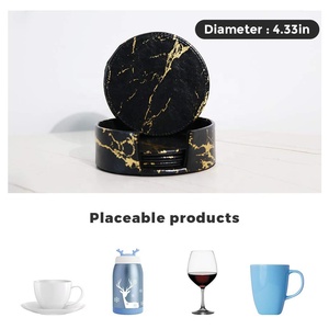 Leasylife 6-Piece Set Leather <strong>Coasters</strong> Protective <strong>Table</strong> <strong>Coasters</strong> for Wooden Furniture Spill-Proof Drink Holders for Restaurants - Product Image 5