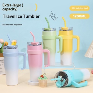 Gobelet isotherme pour voiture en acier inoxydable 304, 40 oz, dégradé, grande capacité, avec paille, pour boissons froides - Product Image 2