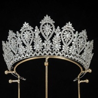 Vintage Baroque Diamant Cheveux Accessoires Femmes Mariage Couronne De Mariée Diadème Cubique Zircone Bandeau Anniversaires Pageants