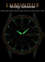 Montre à quartz pour homme POEDAGAR 615, 41 mm, cadran noir, bracelet en cuir marron, verre Hardlex, étanche 30 m, date et jour, style business pour homme