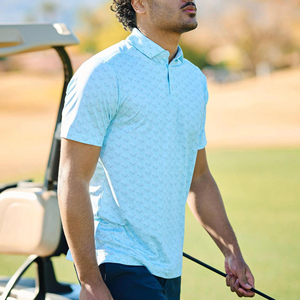 Logo personnalisé en polyester léger tricoté à impression complète pour polo de golf de sport col boutonné à séchage rapide tissé respirant - Product Image 5