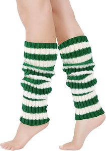 Chaussettes-chaussettes rayées tricotées pour femmes, chauffe-jambes d'hiver, accessoire de mode, noir et blanc, couvre-chaussettes amples, fabriquées en Chine - Product Image 4