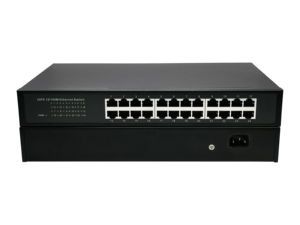 สวิตช์เครือข่าย 24 พอร์ต 10/100Mbps ขายดีจากโรงงาน พร้อม QoS Vlan ตัวเรือนเหล็ก 24 RJ45 สวิตช์อีเธอร์เน็ตกิกะบิตความเร็วสูงสำหรับองค์กร - Product Image 1