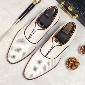 Chaussures en cuir multifonctionnelles confortables pour hommes, à bout pointu, respirantes, légères, avec doublure en maille, design tendance - Product Image 1