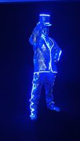 Costume miroir LED argenté violet et vert pour DJ, spectacle, performance, danse, carnaval, fête d'Halloween