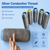 Fil conducteur en fibre d'argent, fil enduit d'argent, haute ténacité, tissage pour couture, tissu de blindage EMF, tissu anti-radiation Faraday