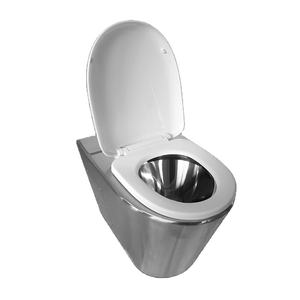 Inodoro Moderno <span class=keywords><strong>de</strong></span> Una Pieza <span class=keywords><strong>de</strong></span> Acero Inoxidable con Sifón <span class=keywords><strong>de</strong></span> Piso y Drenaje Tipo P, Compatible con Cisternas Empotradas - Product Image 1