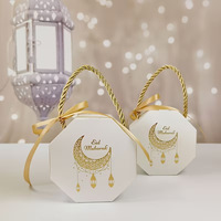 Boîte Cadeau Décorative Aïd Ramadan avec Motif Chameau et Château, Dorure à Chaud, Boîte Pliable en Papier Couché pour Fêtes